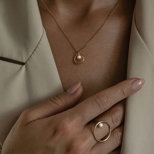 Złoty pierścionek z perłą Imagine 03