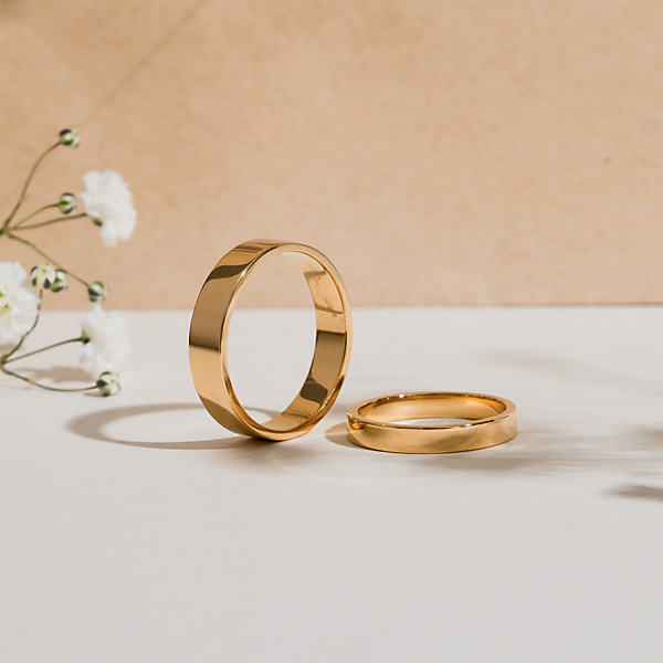 Złote Obrączki płaskie wypolerowane